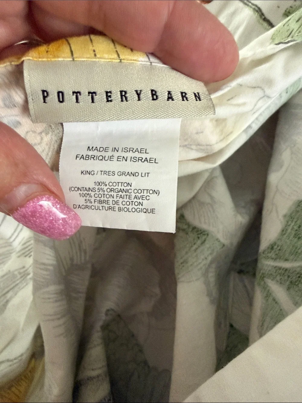 Pottery Barn Floral & Hummingbird Duvet Cover in Gray with Multicolor Accents
